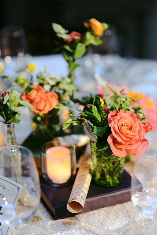 22-1950s-Library-Wedding-Baltimore-Readyluck-Photography-book-centerpiece George Peabody Library