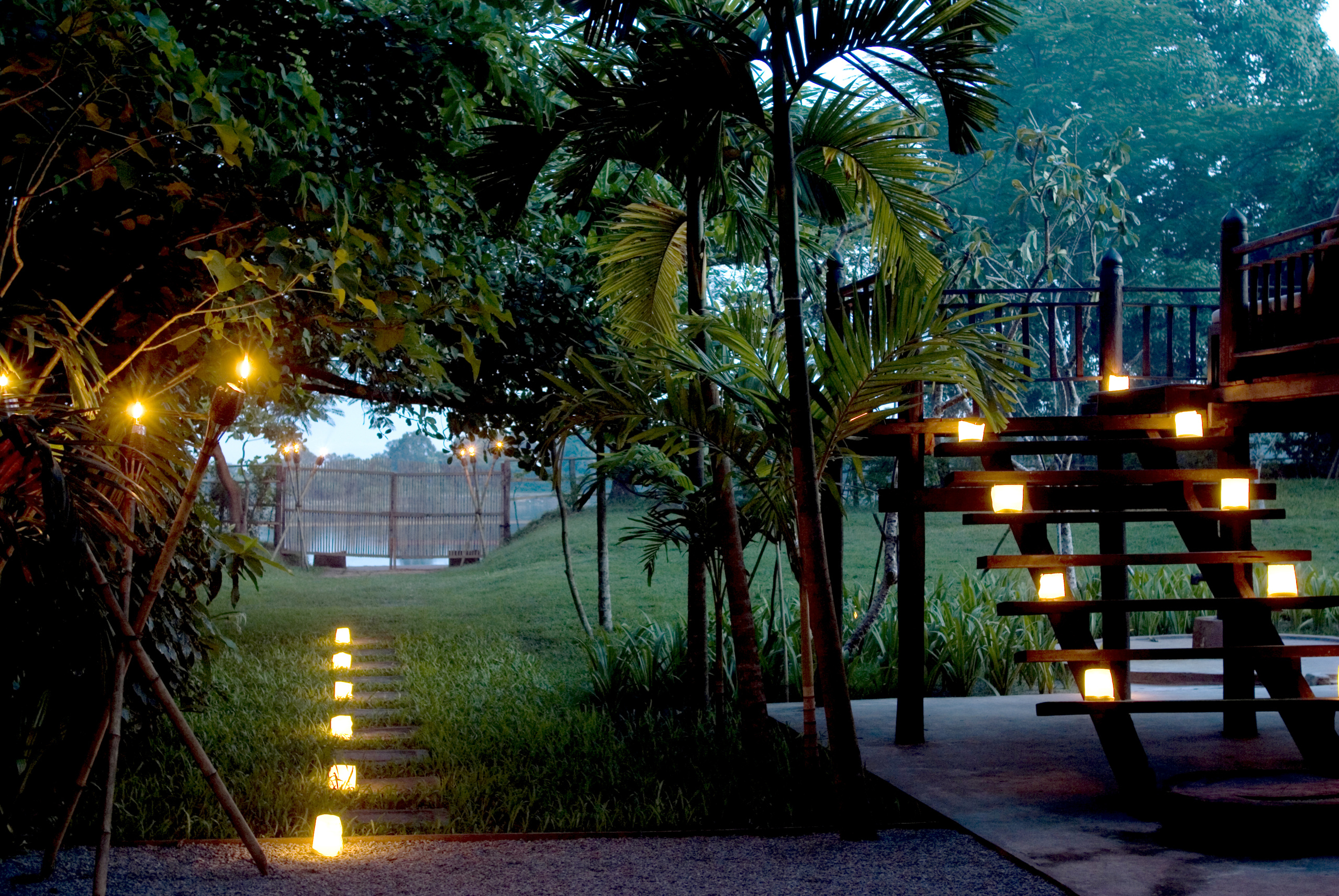 Khmer Village House Exterior Night Pathway_High Res_9139 Amansara