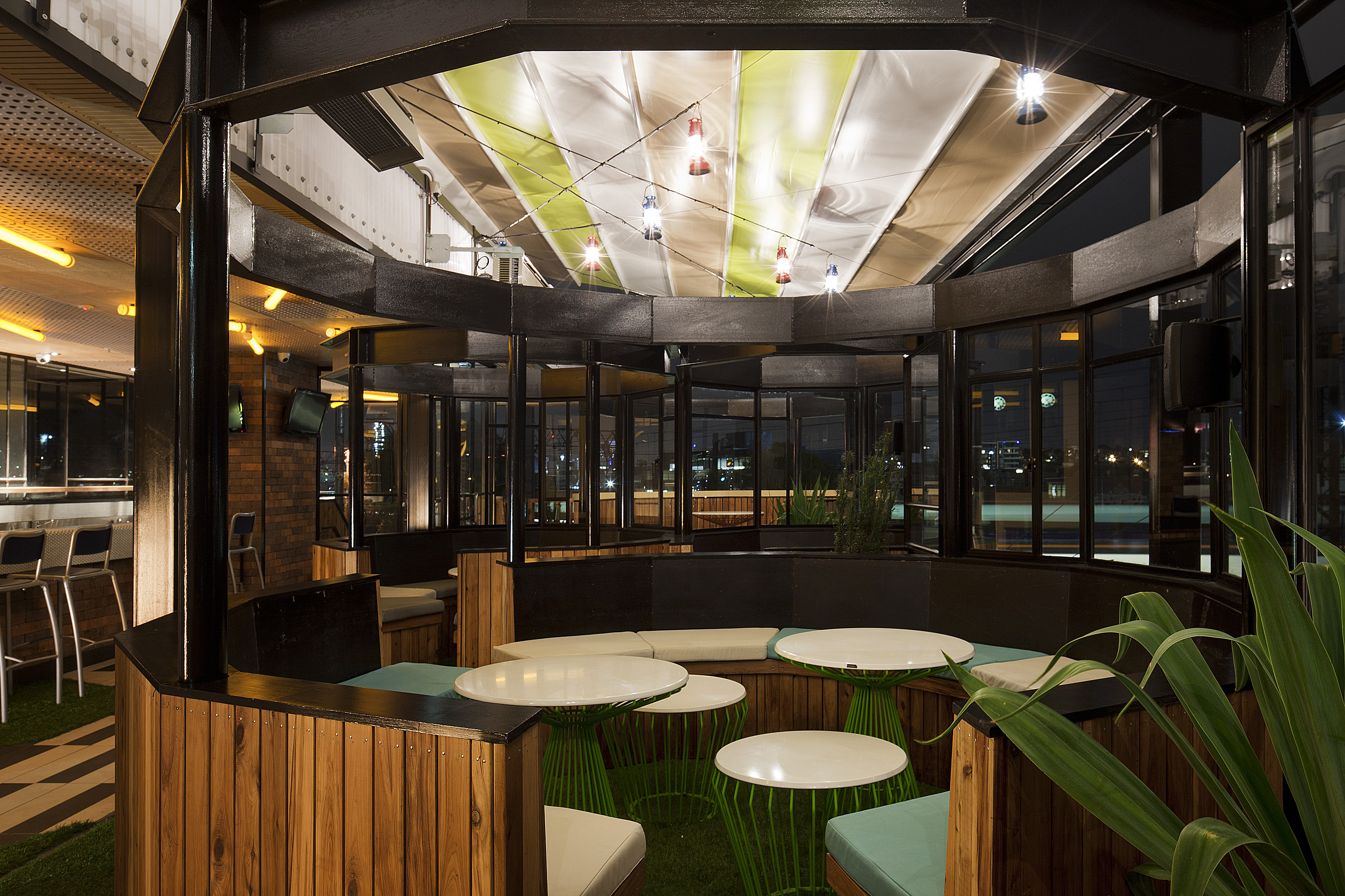 Rch Rooftop at night Richmond Club Hotel