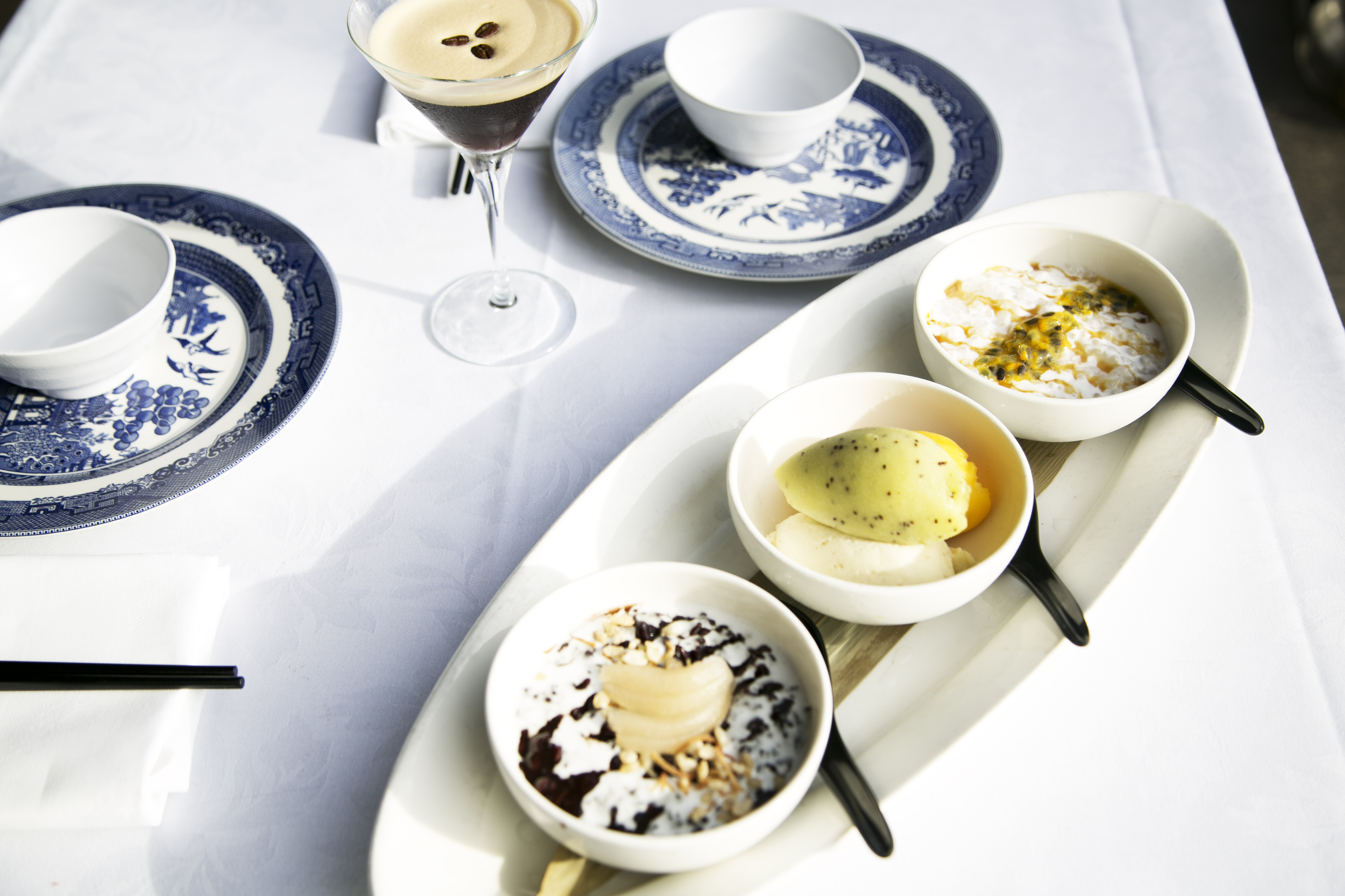 Dessert platter and espresso martini China Doll