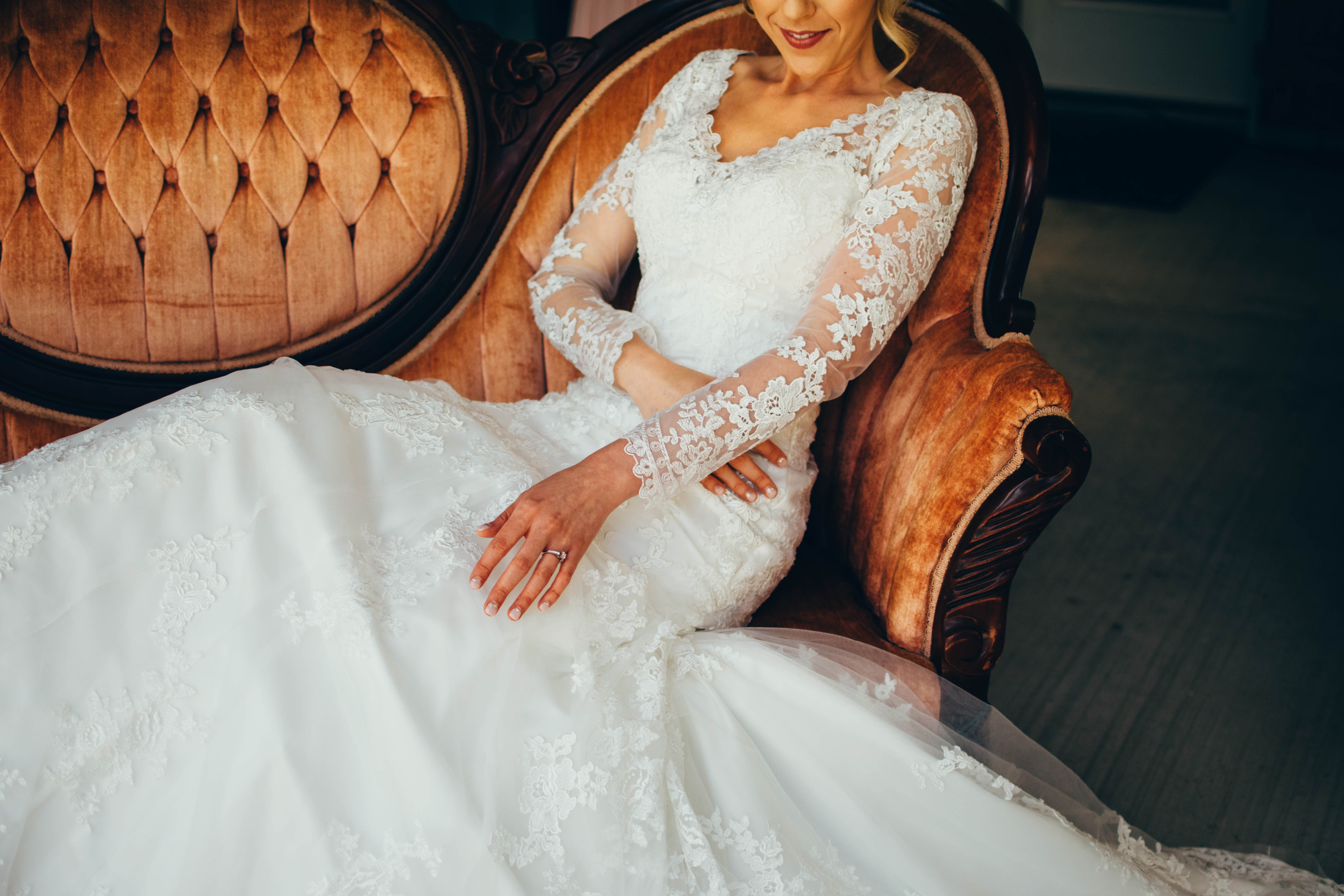 Zuniga - Bride on Couch Vintage Oaks Ranch