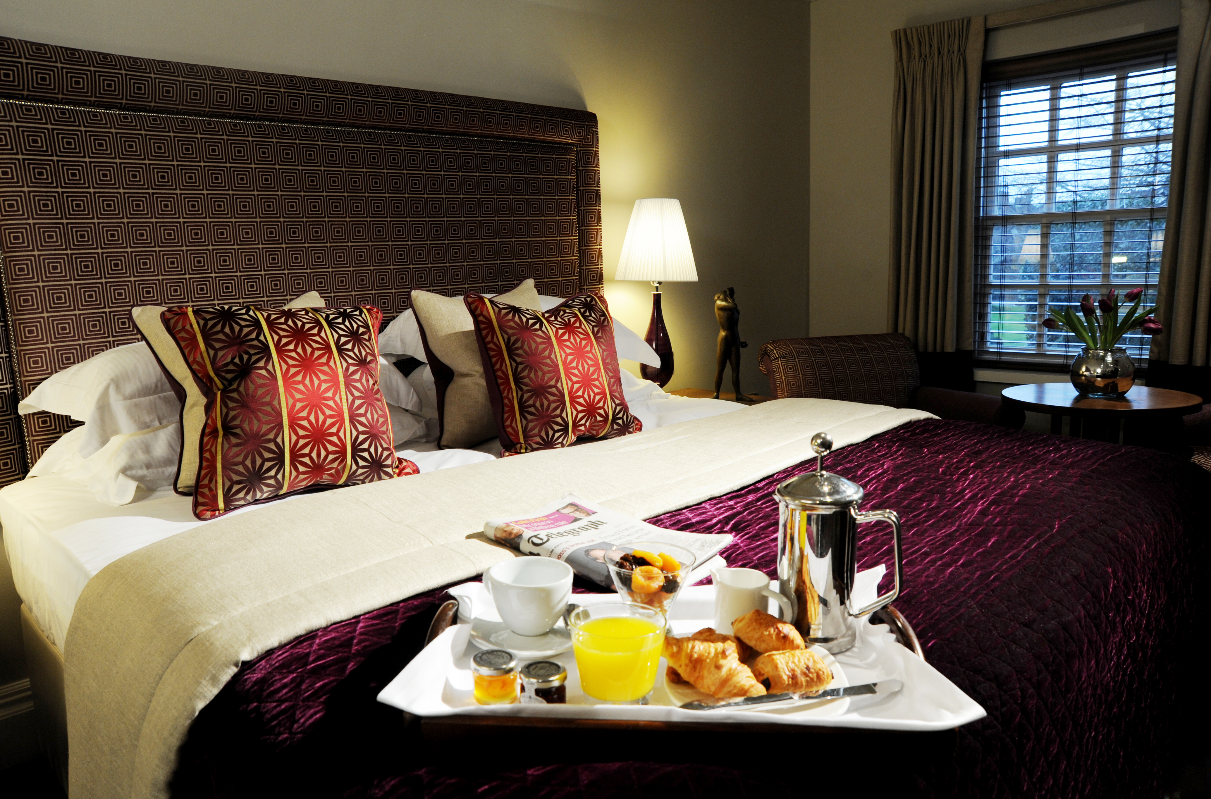 Bedroom with breakfast tray The Arden Hotel