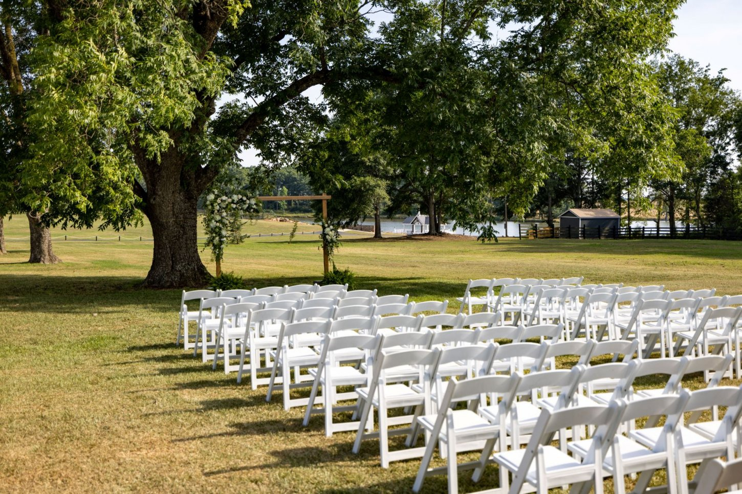 lawn-wedding-under-pecan-tree The Farm at Wolf Creek