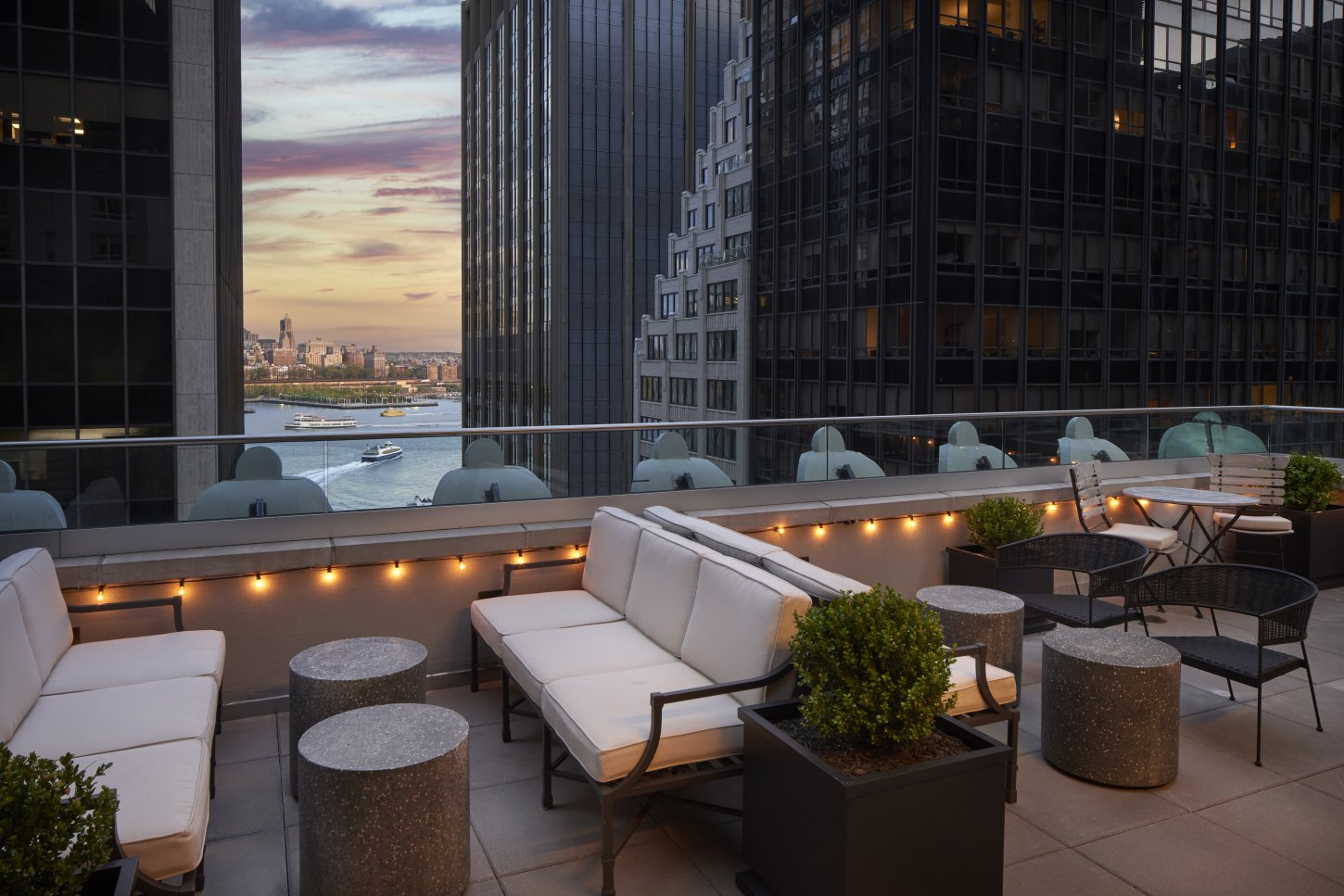 TWSH Rooftop Terrace Evening Waterside The Wall Street Hotel
