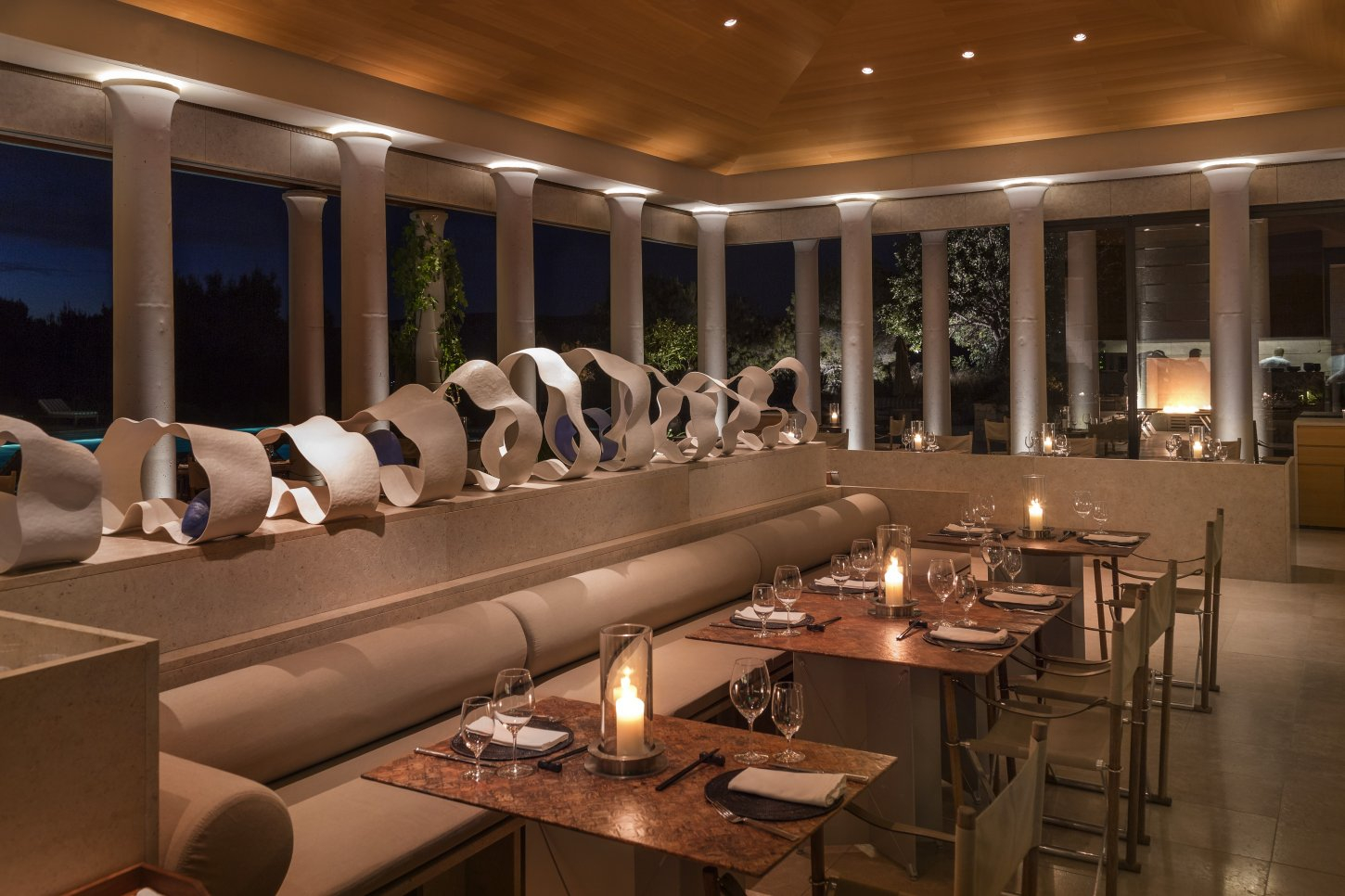 Amanzoe, Greece - Dining, Pool restaurant, By night_6742 Amanzoe