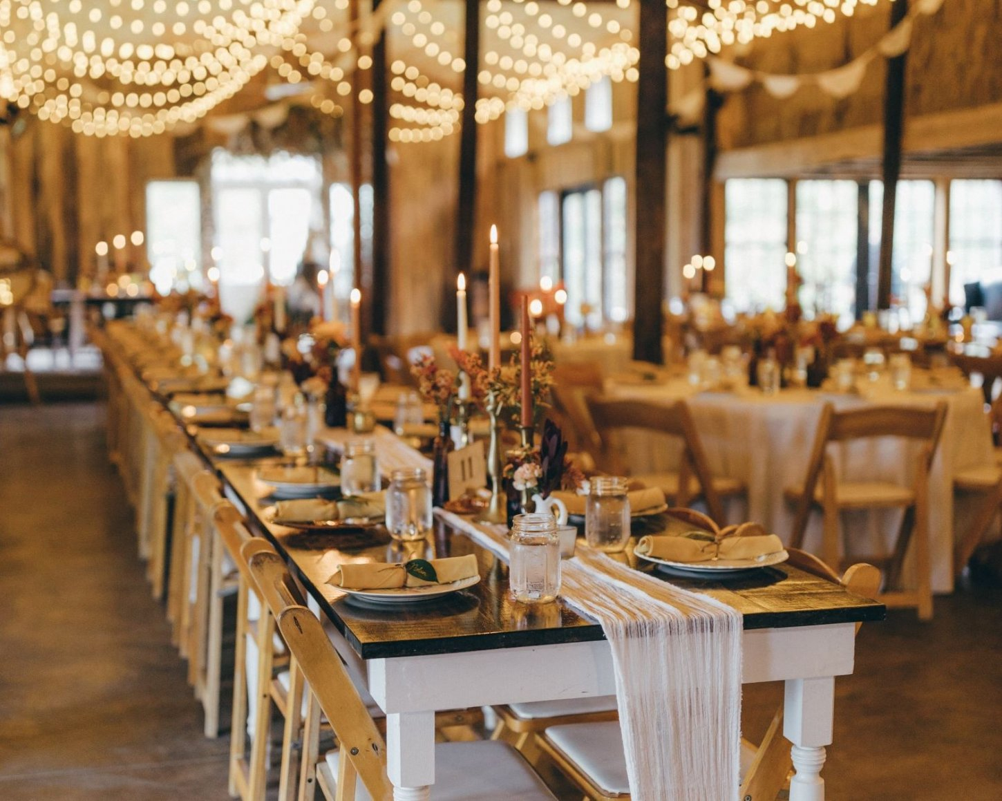 barn reception tables cropped by joy and everette cropped The Barn at High Point Farms