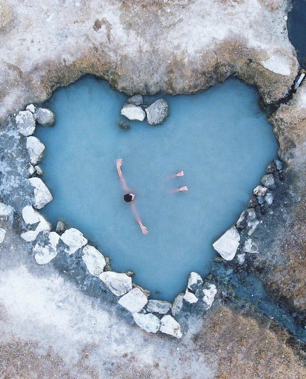 Wild Willy's Heart Shaped Hot Spring near Mammoth Lakes