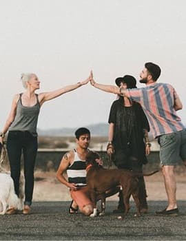 Friends celebrating together outdoors