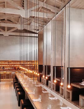 Restaurant interior set for a group